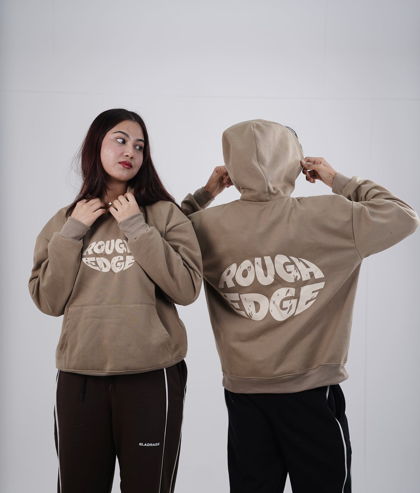 Beige Hoodie “ROUGH EDGE”
