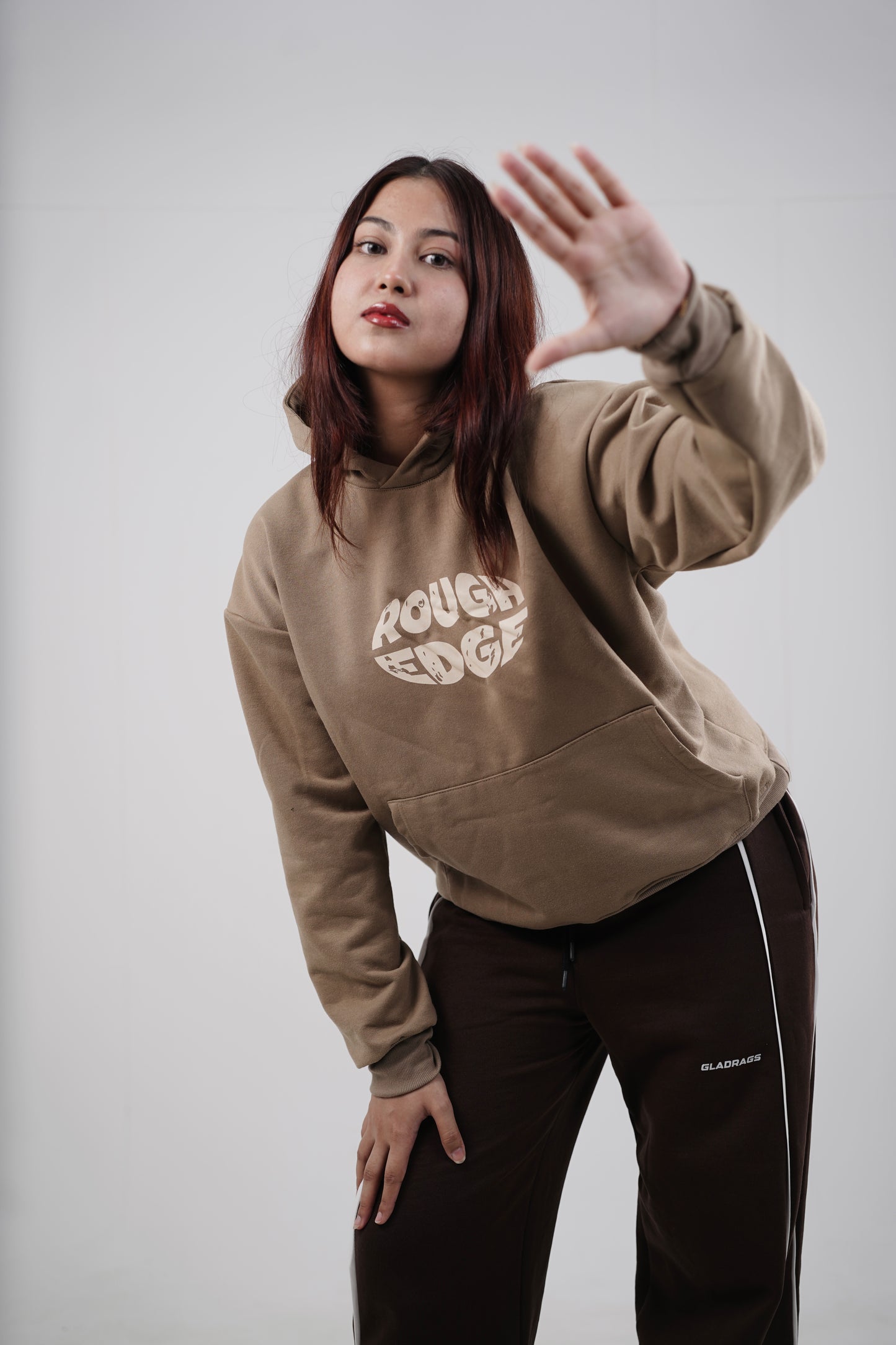 Beige Hoodie “ROUGH EDGE”