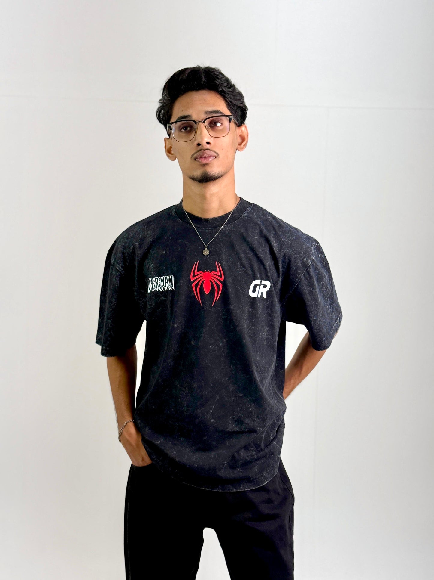 SPIDERMAN Black Acid Oversized